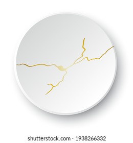Gold Kintsugi crack. Broken and crack effect, craquelure and damaged texture. Vector illustrations can be used for kintsugi decorations, wall arts, home decoration, print and wallpaper.