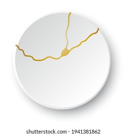 Gold Kintsugi crack. Broken and crack effect, craquelure and damaged texture. Vector illustrations can be used for kintsugi decorations, wall arts, home decoration, print and wallpaper.