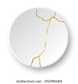 Gold Kintsugi crack. Broken and crack effect, craquelure and damaged texture. Vector illustrations can be used for kintsugi decorations, wall arts, home decoration, print and wallpaper