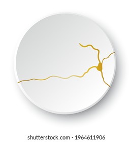 Gold Kintsugi crack. Broken and crack effect, craquelure and damaged texture. Vector illustrations can be used for kintsugi decorations, wall arts, home decoration, print and wallpaper