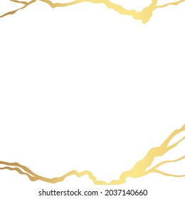 Goldkintsugi-Riss-Vektorkarte auf weißem Hintergrund. Goldene Textur. Marmor-Struktur. Goldene Krackle auf weißem Hintergrund. Luxuriöses Design für Wandkunst, Tapete, Hochzeitskarte, soziale Medien.