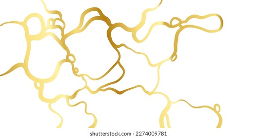 Diseño de kintahora dorado sobre fondo blanco. Fondo de líneas de crack doradas. EPS vectorial 10