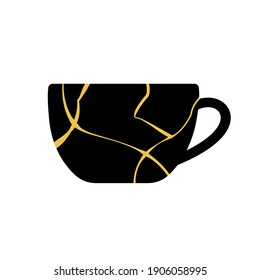 Gold kintsugi Japanese Art of Repairing cup