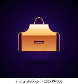 Gold Kitchen apron icon isolated on dark blue background. Chef uniform for cooking.  Vector Illustration