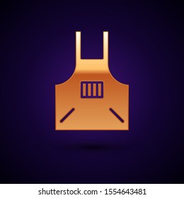 Gold Kitchen apron icon isolated on dark blue background. Chef uniform for cooking.  Vector Illustration
