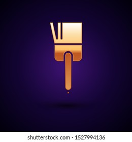 Gold Kitchen brush icon isolated on dark blue background.  Vector Illustration