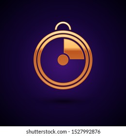 Gold Kitchen timer icon isolated on dark blue background. Cooking utensil.  Vector Illustration