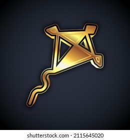 Gold Kite icon isolated on black background.  Vector