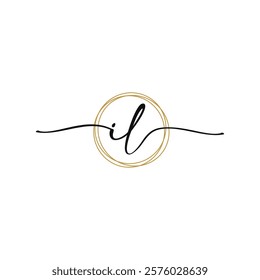 Gold I L Initial Script Letter Beauty Logo Template