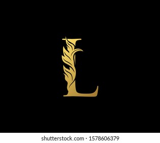 Gold L Luxury Logo Icon, Classy Letter Logo Design.