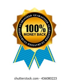 Gold Label 100% Money back. Vector Illustration EPS10

