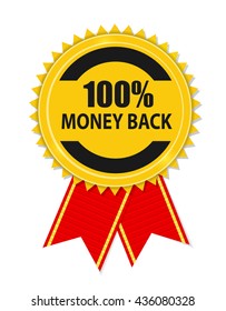 Gold Label 100% Money back. Vector Illustration EPS10
