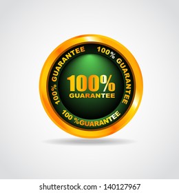 Gold label. Best choice. 100% guarantee. Vector illustration