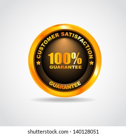 Gold label. Best choice. 100% guarantee. Vector illustration