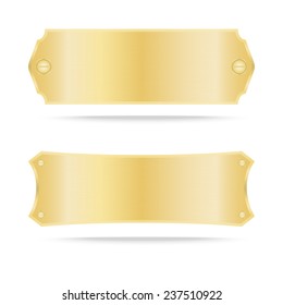 Gold Label Metal Or Metallic Gold Name Plate. Vector Illustration