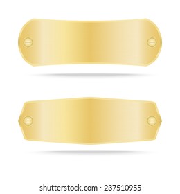 Gold Label Metal Or Metallic Gold Name Plate .Vector Illustration