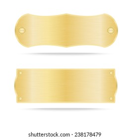 Gold label metal or Metallic gold name plate .Vector illustration svg