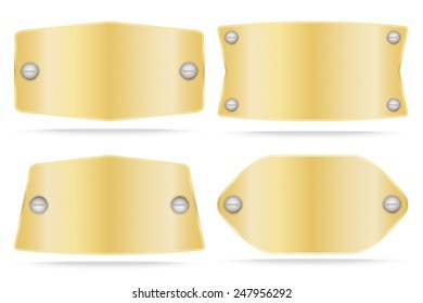 Gold label metal or Metallic gold name plate  set .Vector illustration