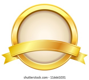 Gold label with ribbon