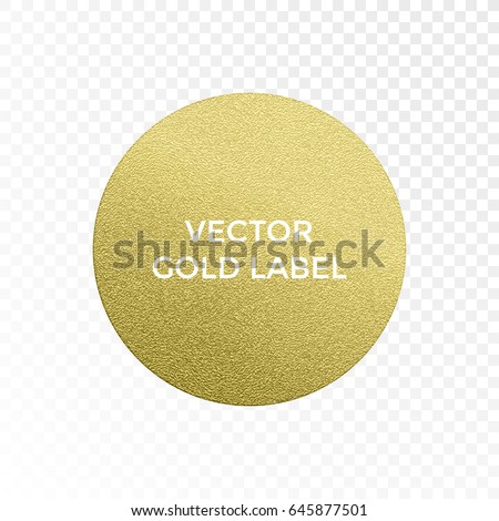 Gold label round circle with golden glitter texture. Vector isolated icon on transparent background for shopping or sale design