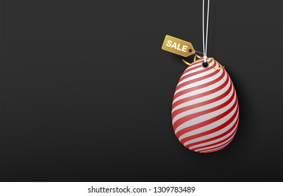 gold label sale easter on black background.