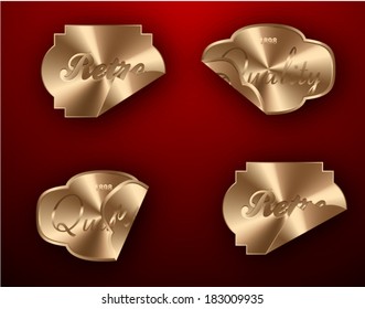 Gold label set, peeling corner
