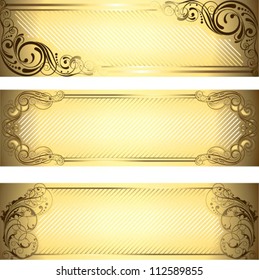 Gold label set.Set of retro shining golden ornamental frame label design.