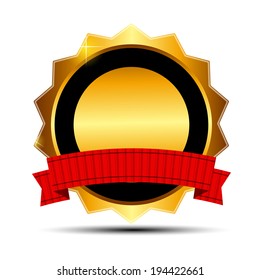 Gold Label Sign Template Vector Illustration