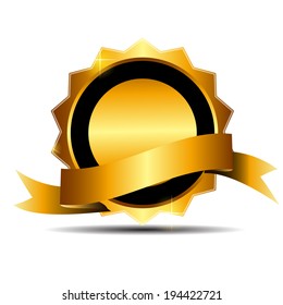 Gold Label Sign Template Vector Illustration