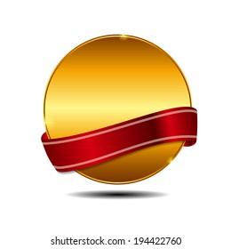 Gold Label Sign Template Vector Illustration
