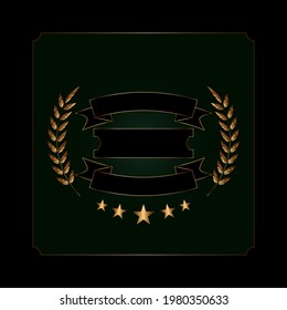 Las etiquetas doradas otorgan .Espacio vacío para el texto. Plantilla para premios, marca de calidad, diplomas y certificados.sobre fondo verde negro