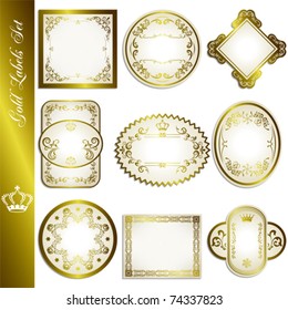 Gold labels set. Illustration vector.