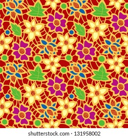gold lace on red background