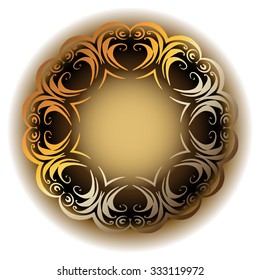 gold lace pattern. Golden circular ornament