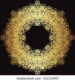 gold lace pattern on a black background