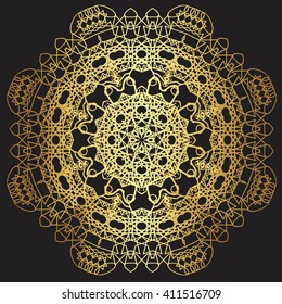 gold lace pattern on a black background