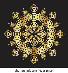 gold lace pattern on a black background