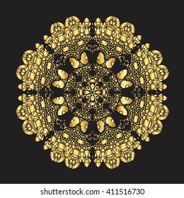 gold lace pattern on a black background