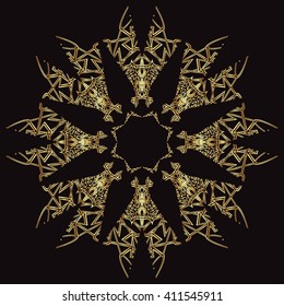 gold lace pattern on a black background