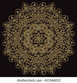 gold lace pattern on a black background