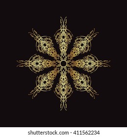 gold lace pattern on a black background