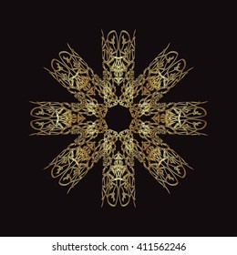 gold lace pattern on a black background