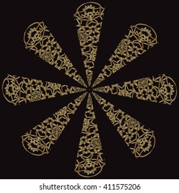 gold lace pattern on a black background