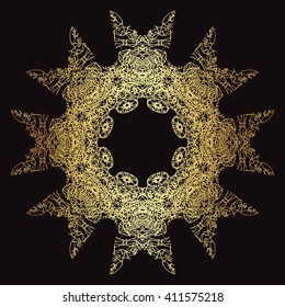 gold lace pattern on a black background
