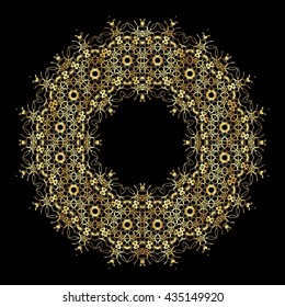 gold lace pattern on a black background
