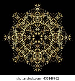 gold lace pattern on a black background
