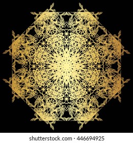 gold lace pattern on a black background
