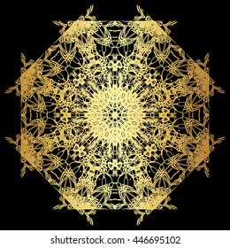 gold lace pattern on a black background
