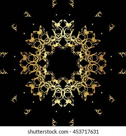 gold lace pattern on a black background
