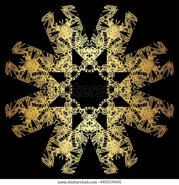 Gold Lace Pattern On Black Background Stock Vector (Royalty Free) 440559445